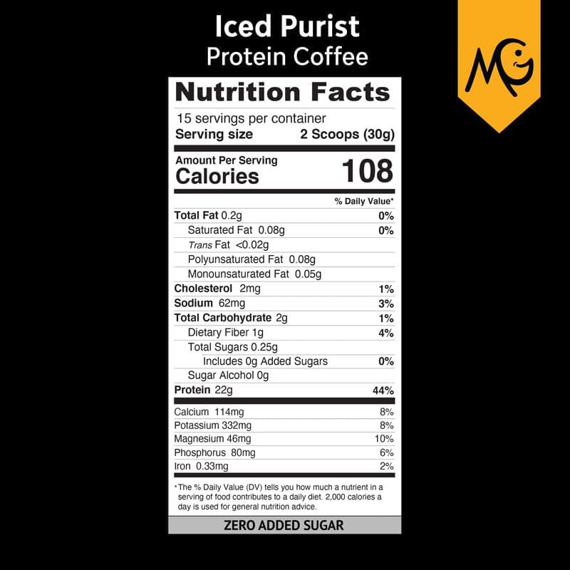 MariGold High Protein Coffee - Iced Purist Flavor | 22g Grass-Fed Whey Isolate Protein, 2 Shots Organic Espresso, Non-GMO, 108 Calories, 1 Net Carb | 1 Lb Bag - 15 Servings - Image 5