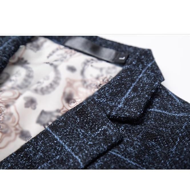 Slim Fit Plaid Single Breasted Suit Casual Dress Jacket3