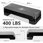 Adjustable Workout Aerobic Stepper, Aerobic Exercise Step Platform with 2 Risers, Exercise Step Deck for Fitness, 26.5" Trainer Stepper with Non-Slip Surface Home Gym & Extra Risers Options - Image 4