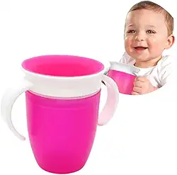 Copo de Treinamento Mágico 360 Antivazamento para Crianças Beber de Qualquer Lado Sem Derramar Liquidos (ROSA)