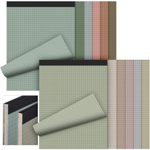 PerKoop 方眼紙 10枚パック 正方形4枚/インチ カラーリーガルパッド 8.5 x 11 60枚 パステルグリッド エンジニアリング ライティングパッド 青写真用紙 学校 オフィス 大学 ビジネス用品 (フレッシュカラー)