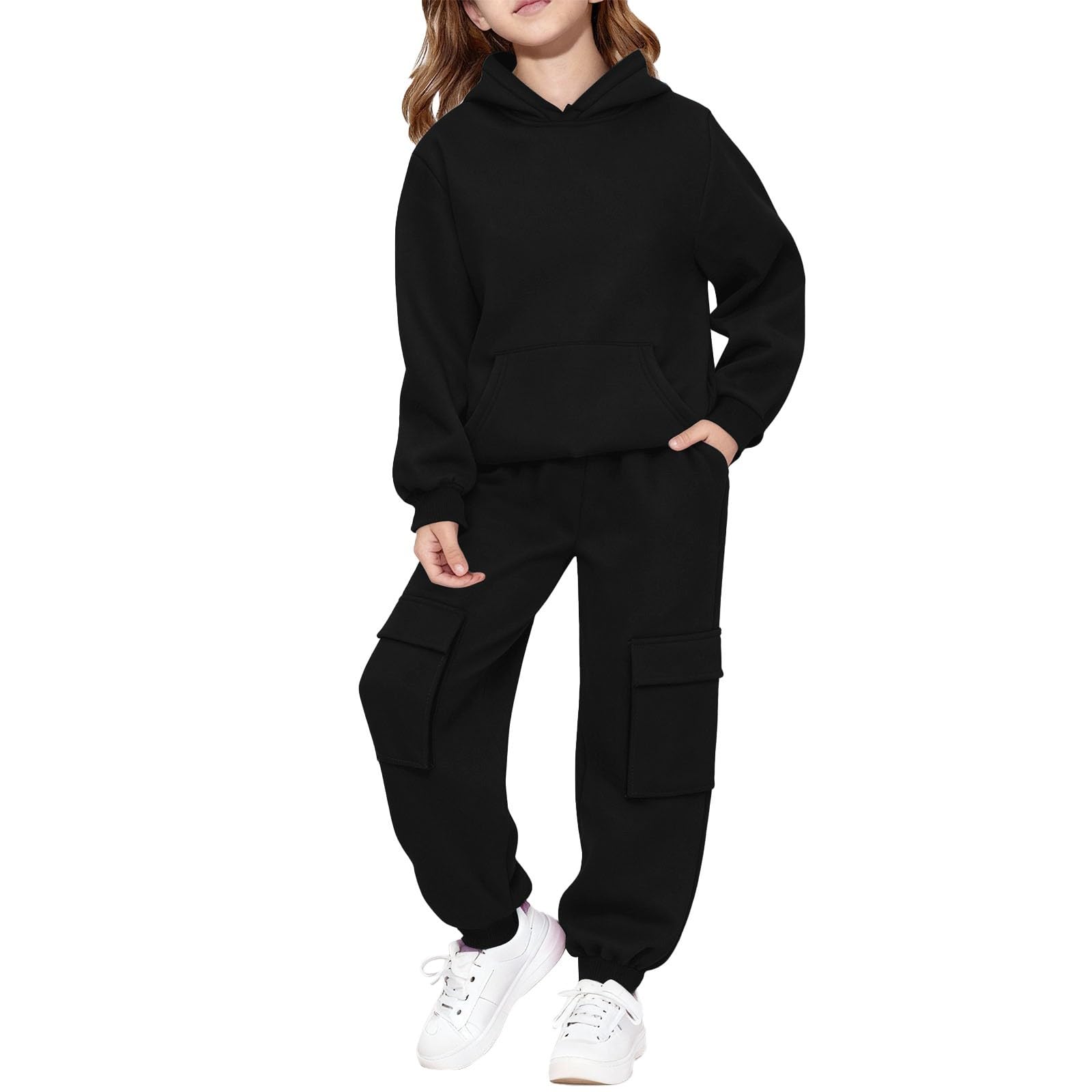 Boys Tracksuit Set Letter Printed 2-14 Years Fall Winter Long Sleeve Hoodie Pullover Sweatshirt and Pants Clothing Sets Child Kids Teens 2 Piece Casual Jogging Running Activewear