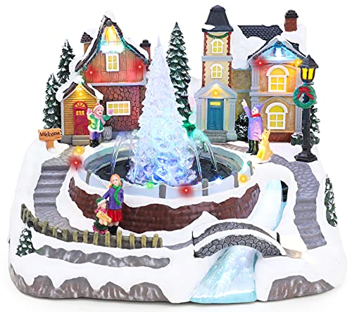 Weihnachtsdorf Deko mit Eisenbahn 16 Christmas Concepts® 27cm LED Lichter Dorfszene mit echtem...