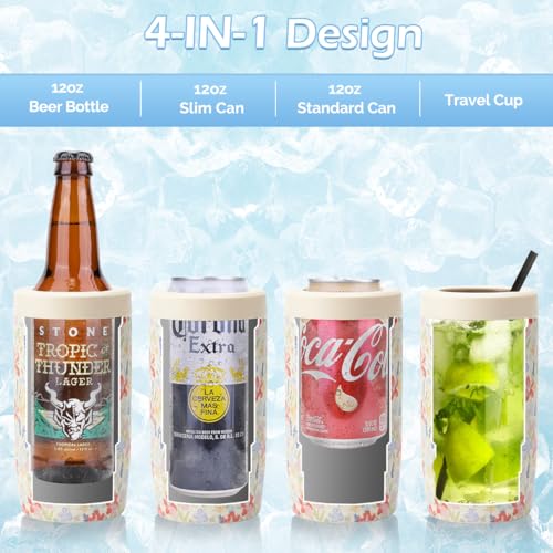 Image of Morefeel 4-in-1 Insulated Can Cooler for 12 oz Cans & Bottles | 304 Stainless Steel Can Holder Fits 12 Oz Slim Cans, Standard Cans, Beer Bottles & Works as A Open Cup; Dishwasher Safe