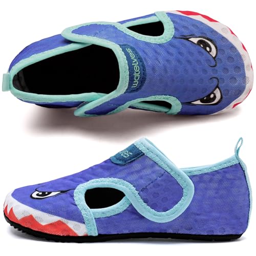 Image of WateLves Kids Water Shoes Toddler Barefoot Swim Beach Shoes Girls Boys Breathable Quick Dry Aqua Socks (Shark, 24 /25)