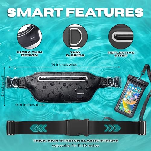 Image of DRENCH Waterproof Fanny Pack with Floating Phone Pouch, IPX8 Submersible Waist Pack Dry Bag for Swimming, Snorkeling, Kayaking & SUP, Waterproof Belt Bag for Beach, Travel & Water Sports