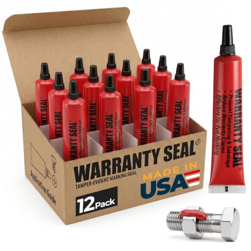 Image of Red Torque Seal - Pack of 12 - Tamper Proof Cross Check Repair & Maintenance Warranty Torque Marker - 1.8 Oz Squeeze Tube Indicator for Bolts & Fasteners - Made in USA
