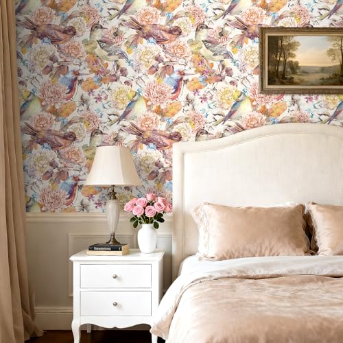 Papier peint oiseaux coloré pour décorer une chambre de bébé