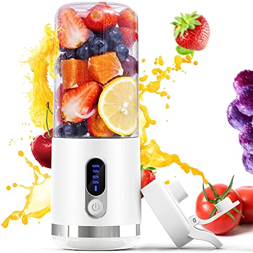 2022 Portable Blender, Personal Blender for Shakes and Smoothies, Smart Display Personal Size Blender with USB Rechargeable and 6 Blades, 15.2Oz Fruit Juice Mixer, Mini Blender for Sport Travel Office