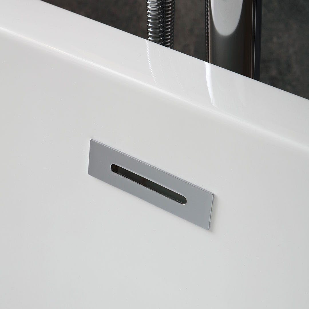 Kiamami Valentina Bañera Central acrílica Octogonal Blanca Betty | 161 x 74 x 56 cm (largo x ancho x alto), orificio de rebosadero, desagüe incluido, diseño moderno para baño