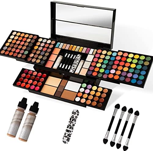 187 Colors Professional makeup pallet Set Kit Combination, All in One Makeup Kit for Women Full Kit - include Eye shadows/Lip Gloss/Conncealer/Foundations/Blushes/Highlighter/Contour/Eyebrow Powder/Nail file /Mirror,Makeup Gift Set for women girls (007-N)
