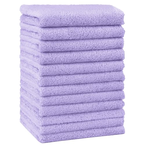 Image of HOMEXCEL Baby Washcloths 12 Pack-Microfiber Coral Fleece Baby Bath Face Towel 7 x 9 Inch Extra Absorbent Soft Burp Cloth and Wash Cloths for Newborn-Infants and Toddlers,Purple