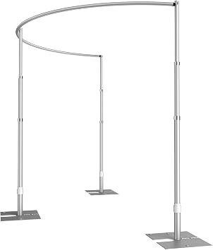 EMART Curved Pipe and Drape Backdrop Stand,10ft Heavy Duty Stand Kit-Silver