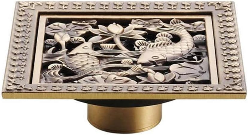 Floor Drains 12cm Square Shower Drain Brass Trap Waste Grate with Hair Strainer Bathroom Accessories