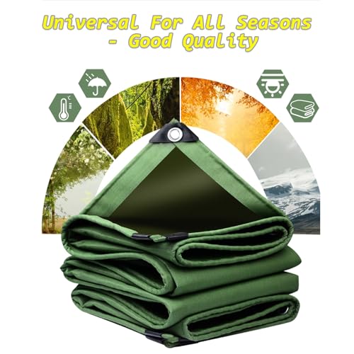 Telo di Copertura in Tela Verde Impermeabile e Resistente 1x1m 1x1,2m 1x1,5m Telo Resistente per Piscine, Picnic, Campeggio, Telo di Fondo Ispessito (1,5x4m)