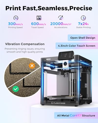Image of FLASHFORGE AD5X 3D Printer for PLA-CF,PETG-CF, Print Size 220x220x220 mm | Smart Multi-Color with IFS, Max 600mm /s High Speed 4 Colors Printing, CoreXY & Fully Auto Leveling, 300C Direct Extruder