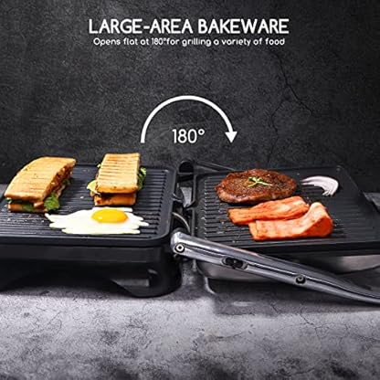 Aigostar Samson 30KLU- XXL Kontaktgrill Panini Grill,Sandwich Maker,2000 Watt, antihaft beschichtetes Edelstahl, 180 Grad aufklappbar, Temperaturkontrolle, EINWEGVERPACKUNG. – Bild 3