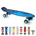 BRGOOD Skateboard, 22"x6" Skateboard Mini Cruiser Completa Retrò, ABEC-7 Cuscinetti a Sfera, 85A PU Ruote LED, Skateboard per Principianti per Bambino, Bambina, con T-Strumento (Blu)