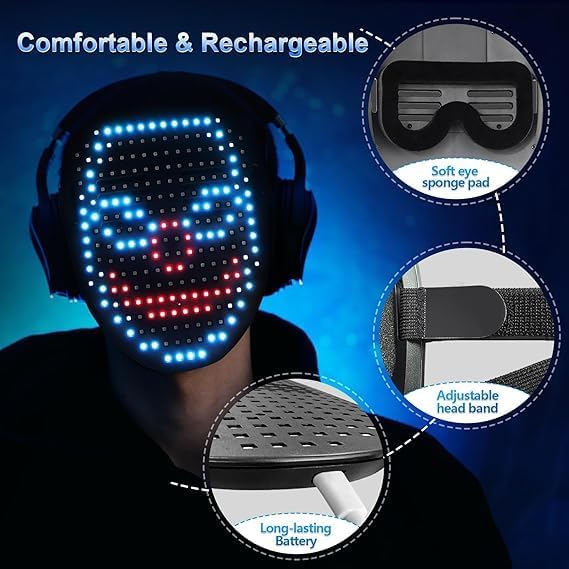 Máscara LED con sensor de gestos multicolor para Halloween y Navidad miniatura 8
