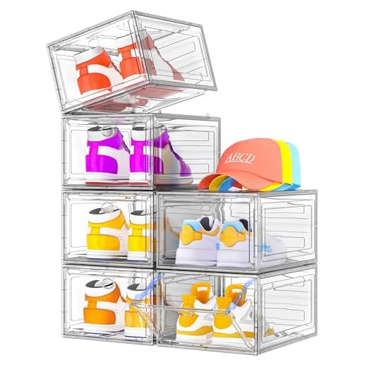 Sturdy Durable Plastic Shoe Organizer, Shoe Box with Magnetic Door, 6 Pack Shoe Organizer for Sneaker Storage, Shoe Boxes Clear Plastic Stackable for Closet, Shoe Containers, Shoe Display Case, White