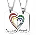 1Pair/Set Rainbow Heart Love Couples Lesbian Gay Pride Stainless Steel Necklace