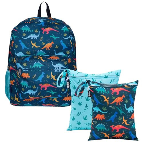 Wildkin Wet Bag Set & 16 Inch Backpack Bundle – Leakproof Wet/Dry Bags & Lightweight Backpack with Padded Straps for School & Travel for Kids - Jurassic Dinosaurs image 5