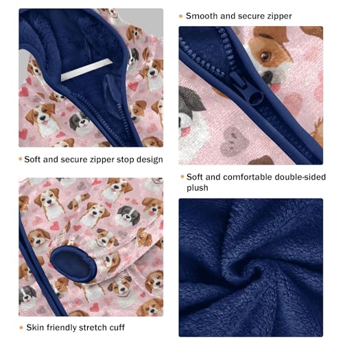 Funny Dogs Heart Boys Fleece Coat,Children's Zip-Up Hoodie Jacket,Baby Warm Fashion Outerwear 3-10T,A1132813