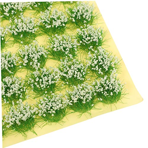 Angoily チュア用白色静電植毛草?模型 耐久性プラスチック製 軽量で滑らかな質感 ジオラマや砂場模型の風景装飾に