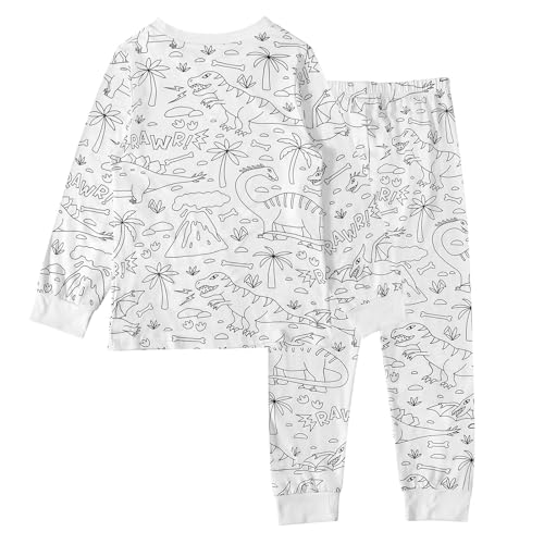 Funny DIY Hand Painted Homewear Set Color Your Own Pajamas You Can Color with Markers Cartoon Sets Black White 2-9T