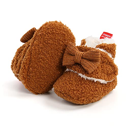 Image of GDSDYM Baby Booties Cozy Fleece Slippers Soft Baby Shoes With Gripper Soles, Winter Warm Infant Newborn Crib Sock Shoes First Walkers