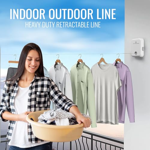 SmartSome - Retractable Clothesline – Heavy-Duty Indoor & Outdoor Drying Rack – RV Must-Have Air Drying Solution – Wall Mounted Compact Space Saving Laundry Line for Clothes Clothing Line by Smartsome - Image 5