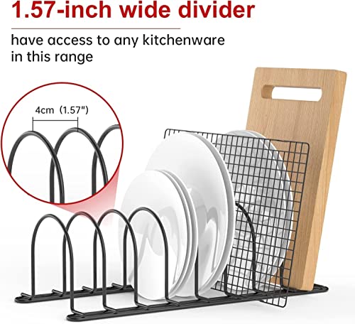 Image of Dish Rack Organizer for Kitchen - 7 Compartment Countertop Dish Drying Rack, Space-Saving Black Iron Dish Drainer Rack, 14 x 8 x 8 Inches