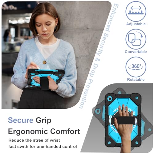 Image of Nitupai for Galaxy Tab A11 Plus /A11+ Case 2025 Galaxy Tab A9+ Case 2023 11 inch | Rugged Samsung A11+ Tablet Cover with 360 Rotating Stand Hand Strap Shoulder Strap Screen Protector, Black Blue