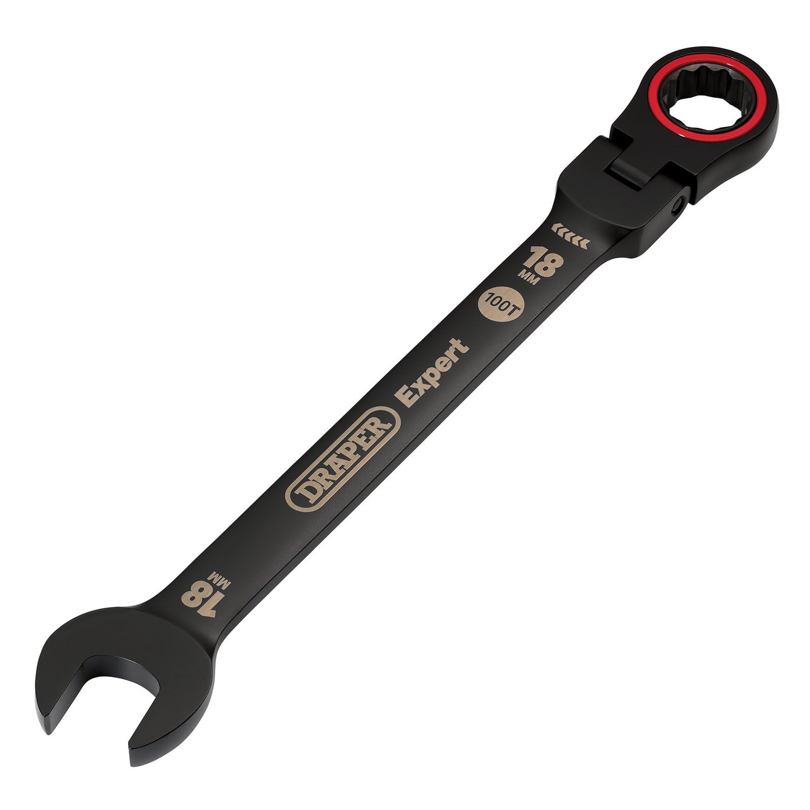Draper Expert 03925 HI-TORQ® Flexi Head Ratchet Spanner 18mm Black