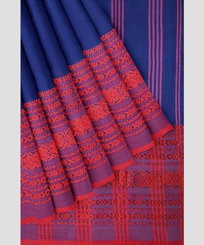 Image of eC ESHA'S COLLECTION Women's Cotton Blend Begumpuri Handloom Saree With Unstitched Running Blouse Piece