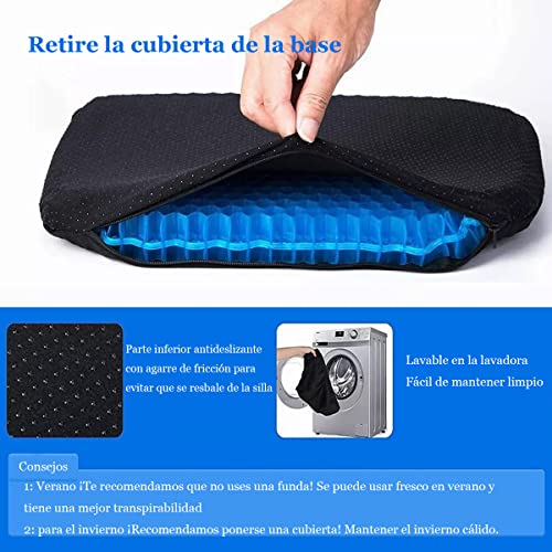 Image of Silicone Gel Cushion, Ergonomic Honeycomb Chair Cushion, Comfortable Auto Seat for Sciatica, Coccyx, Back and Coccyx Pain Relief for Car, Wheelchair and Airplane, Blue