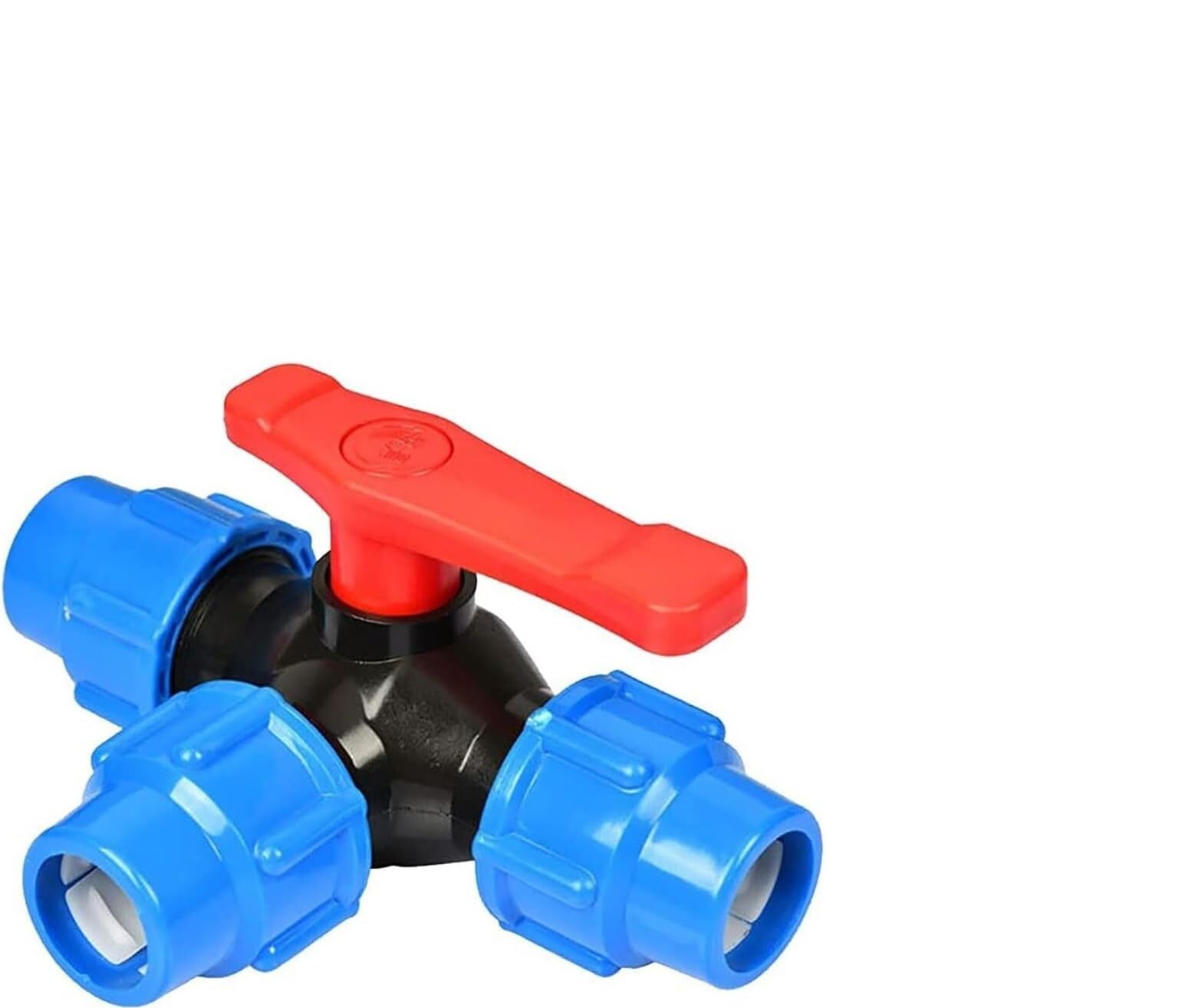 3-Way Fast Connection Pipe Valve -Reusableplastic T-Type Valve with Switch for Water-Saving Irrigation,1pcs(Blue,32MM)