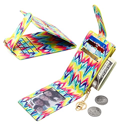Image of Badiya Slim Women Wallet RFID Blocking Bifold Compact 9 Card Slots Holder Wallets Soft Leather with Zipper Coin Pocket 2 ID Window