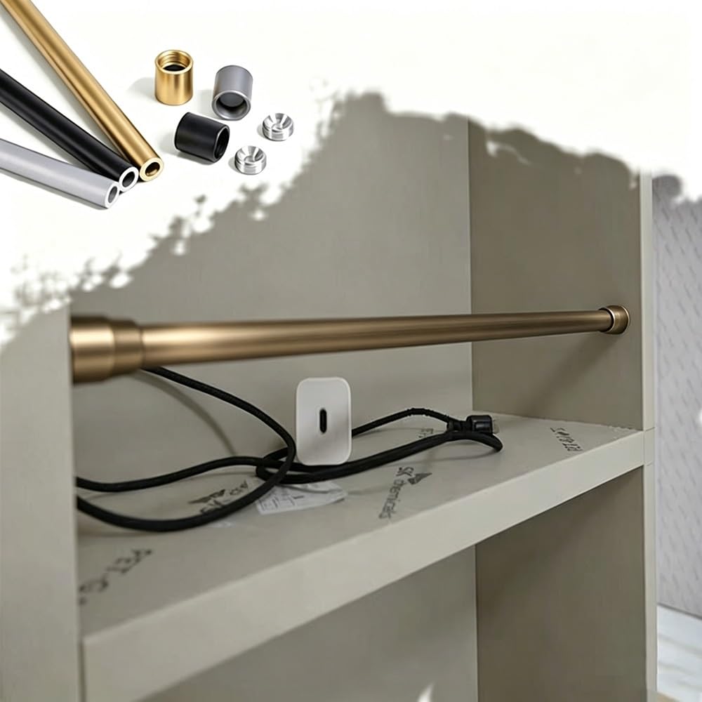 SVBVRFEEW 2 Pack Shelf Railing Aluminum Closet Guardrail Anti-Fall Fence 14 16 18 20 24 26 28in Decorative Railing Set Support Rod for Shelves(Bronze,40cm/15.7in)