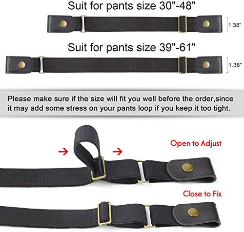 Image of WERFORU 4 Pack No Buckle Show Belt for Men Buckle Free Stretch Belt for Jeans Pants 1.38 Inches Wide