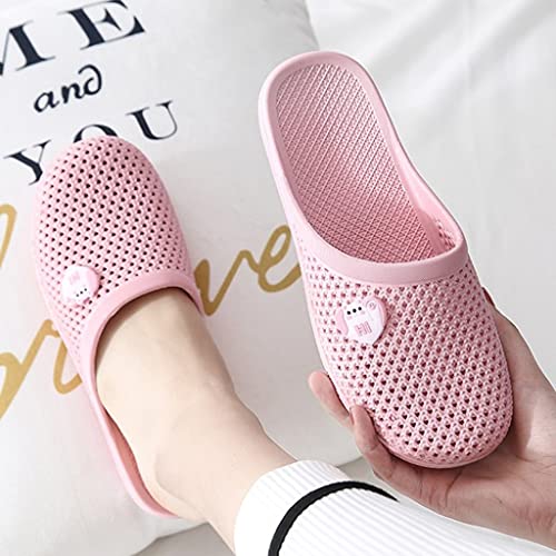 YXCKG Lightweight Slippers, Summer Slippers, Womens Slippers Mute Non-Slip Sandals, Indoor Outdoor Hole Shoes，Garden Shoes Soft Breathable Walking Slippers (Color : Pink, Size : EUR38)4