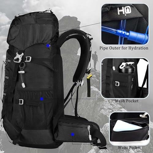 60L Travel Hiking Camping Backpack with Rain Cover, Backpack Water Resistant,Climbing Backpack for Men Women - Image 4