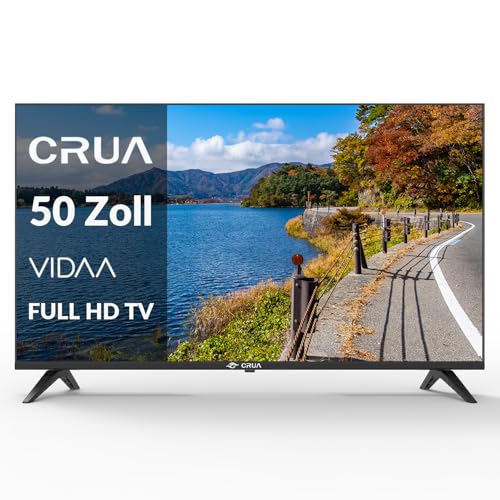 CRUA VIDAA Smart TV,127CM (50 Inch) TV,1920x1080P Full HD TV,LED TV with HDMI/USB/AV IN/Triple Tuner DVB-T2/T/C/S2/Compact and Smart for Your Home,Black [Energy Class E]