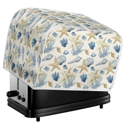 Image of Talayituse Srarfish Conch Coral Print Toaster Cover 4 Slice Wide Slot, Lightweight Dust Protection Washable Appliance Bag Bread Maker Cover, M