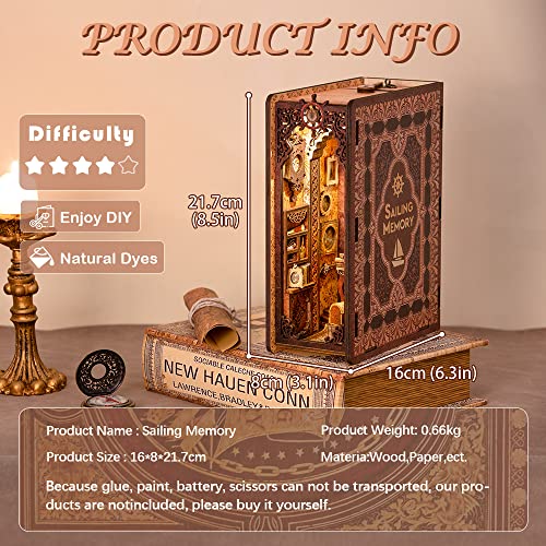 Image of CUTEBEE Book Nook Kit, DIY Booknook Miniature House Tiny House 3D Wooden Puzzle Dollhouse Kit for Adults and Teens, Bookshelf Insert Decor, DIY Craft Gift Model Build