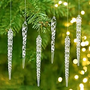 Kerstboomversiering ijspegels hanger, 25 stuks kerstboom ijspegels decoraties, kerstboom ijspegels decoratie kerstboomversiering, acryl ijspegels sneeuwvlokken decoratie