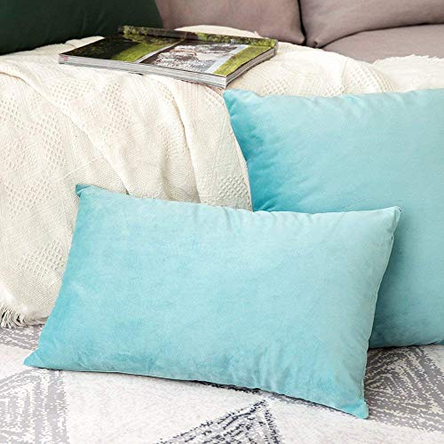 Image of Khooti Velvet Cushion Cover Pack of 1-16 inch x 20 inch / 41 x 51 cm - Teal Green - Soft Pillow Covers Cushion Case for Sofa Bedroom Livingroom Chair Car, Cushion Cover