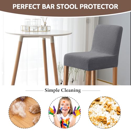 Image of FUANGUI Bar Stool Covers Set of 4, Stretch Bar Stool Seat Covers | Washable Removable Bar Chair Covers with Backs Slipcovers, Bar Chair Covers Square for Kitchen Dining Room Cafe