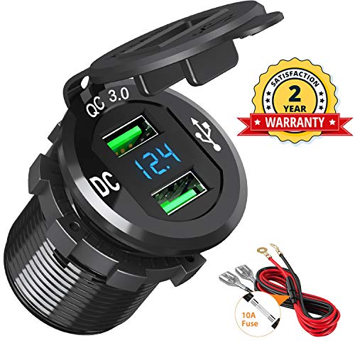 Quick Charge 3.0 Car Charger, BAODANTECH 12V/24V 36W Aluminum Waterproof Dual QC3.0 USB