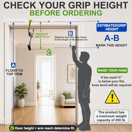Image of Portable Pull Up Bar for Doorway, 2 Independent Handles, No-Screw Design